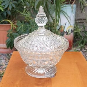 Vintage glass dish with lid